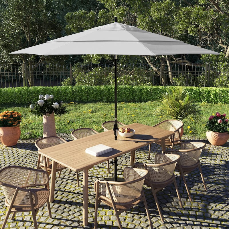 North Bend 11-foot Crank Open Auto-tilt Black Umbrella by Havenside Home - Natural