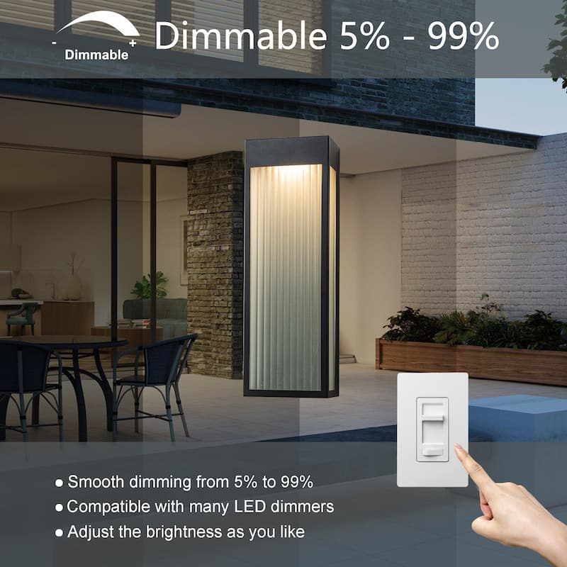 18" Outdoor LED Wall Light with Frosted Glass