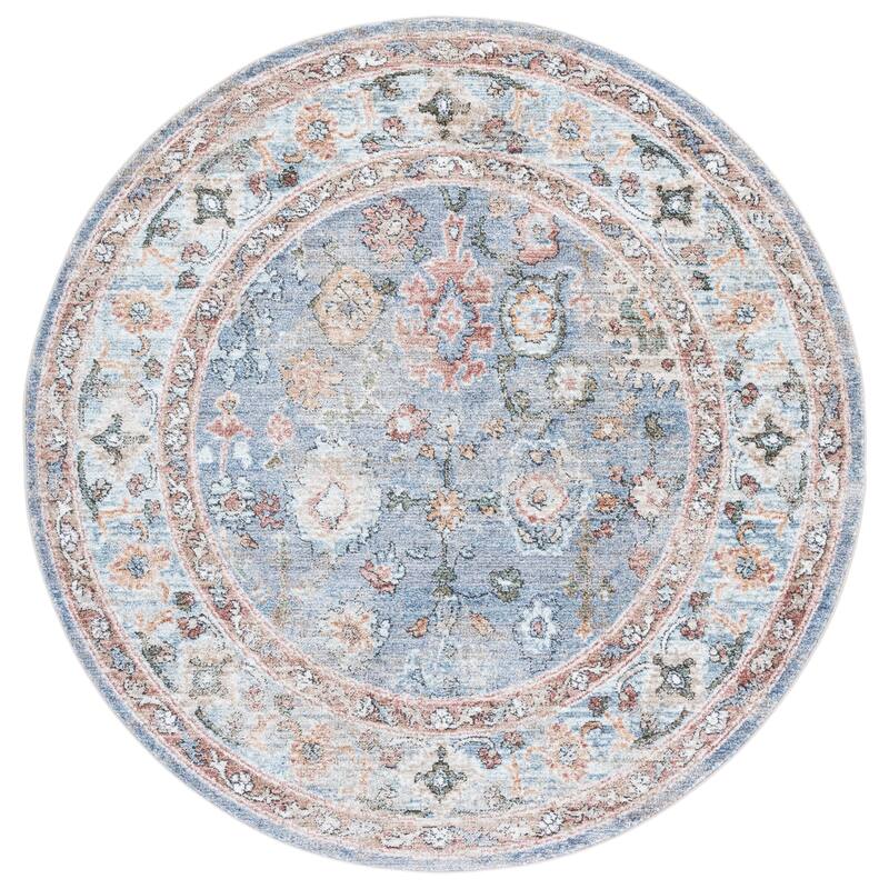SAFAVIEH Jasmine Lizabeth Vintage Rug - 5'3" Round - Blue/Gold