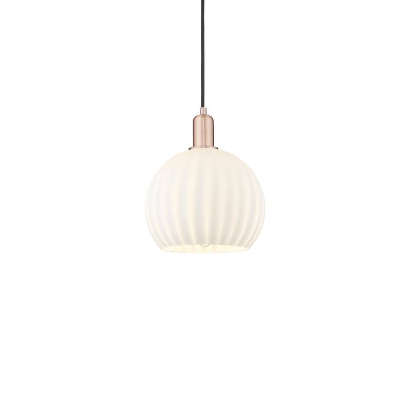 Innovations Lighting 716-1P-13-10 White Venetian Pendant White - Antique Copper / White Venetian