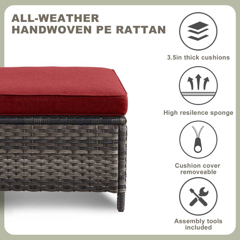 Pocassy 5-Piece Outdoor Furniture Set, Swivel chairs with Ottomans