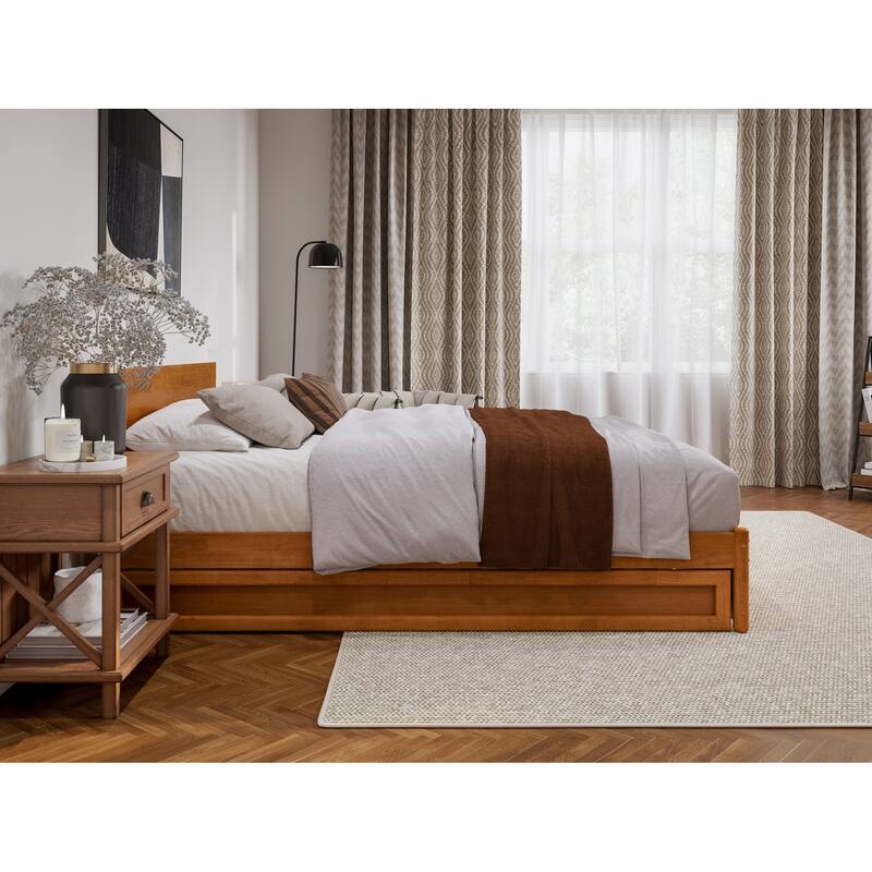 Wesley Platform Bed with Panel Footboard and Twin XL Trundle