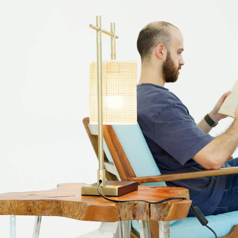 Bedroom Table Lamp Nordic Home Creative Romantic Warm Study Room Desk Bedside Lamp, Moonstone Bamboo Lampshade Table Lamp