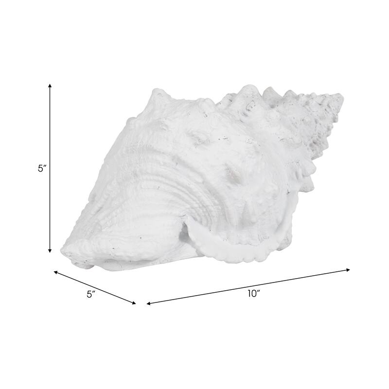 Sagebrook Home Coastal Charm 9" Polyresin White Conch Shell Figurine - 10" x 5" x 5"