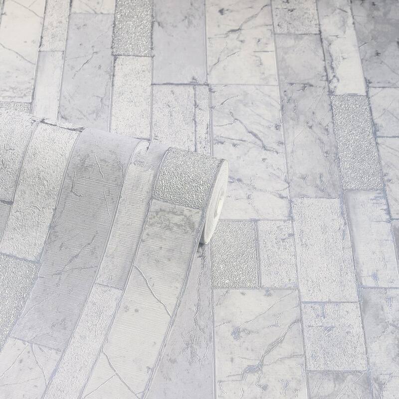 Arthouse Kintsugi Silver Geometric Wallpaper