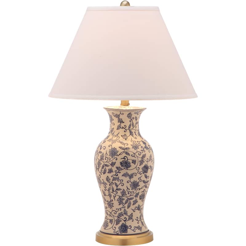 SAFAVIEH Lighting Coretta 29-inch Blue/ White Floral Urn Lamp (Set of 2) - 17"x17"x29" - 17Wx17Dx29H