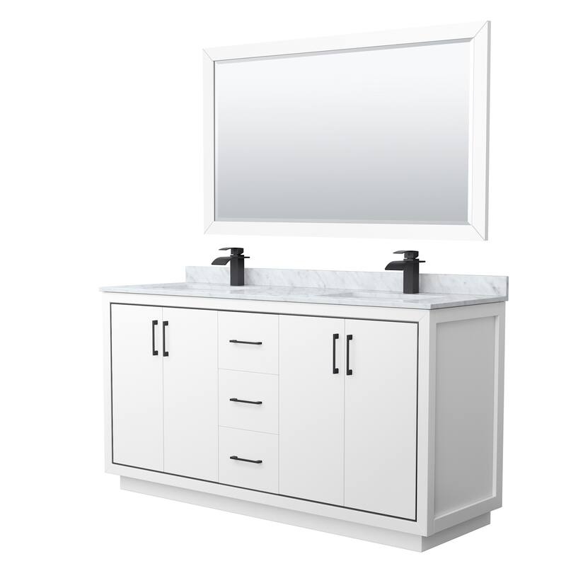 Wyndham Collection WCF1111-66D-NAT-M58 Icon 66" Free Standing Double - White / Matte Black Hardware