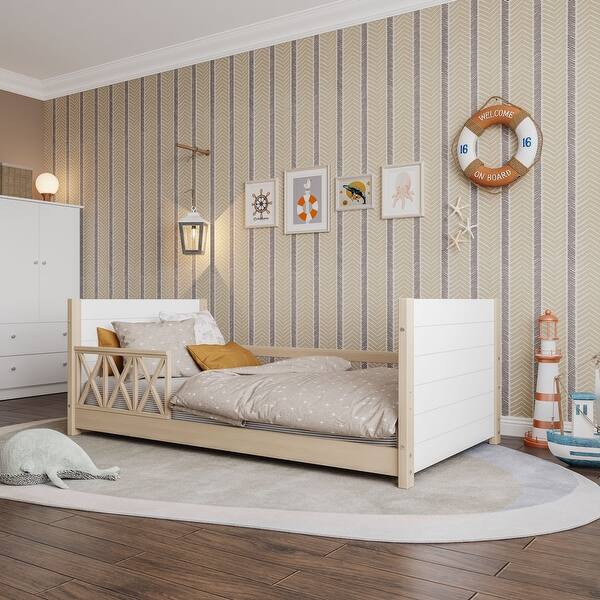 slide 2 of 7, Polifurniture Cozy Twin Montessori Daybed with Guardrails Twin