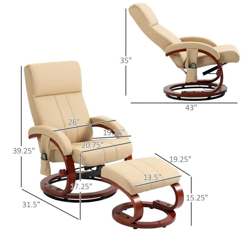 Adjustable Faux Leather Massage Recliner Chair with Ottoman