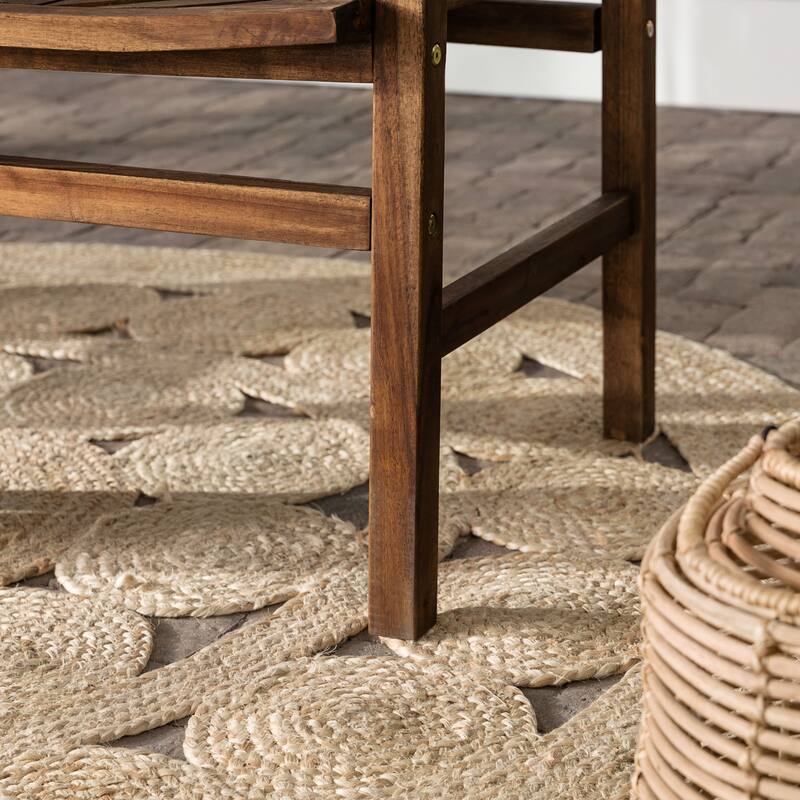 Walker Edison Acacia Wood Outdoor Chevron Love Seat