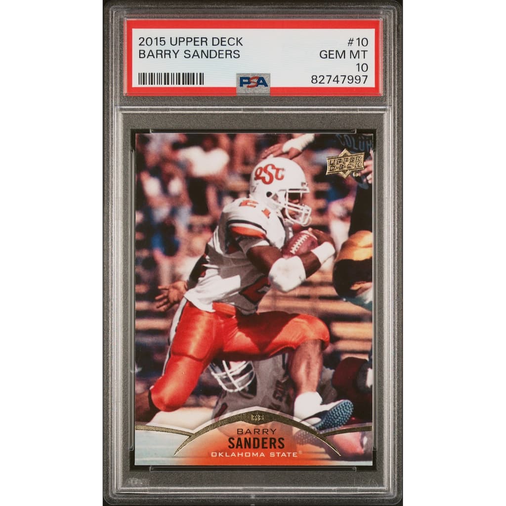 Barry Sanders 2015 Upper Deck Football Card #10 Graded PSA 10 - 8'6" x 11'6"