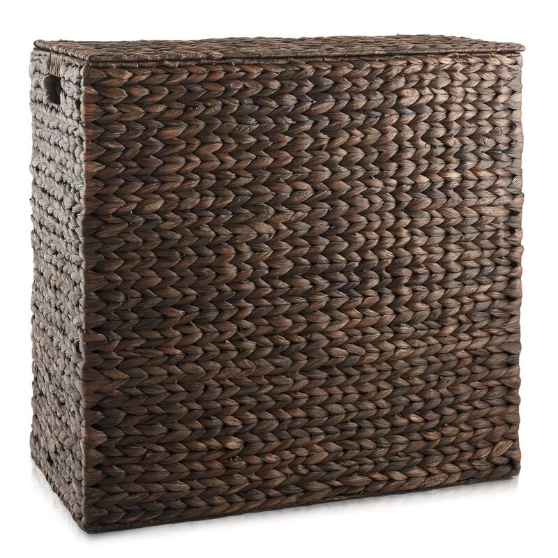 2Section Laundry Hamper Basket with Removable Liner Bags for Clothes
