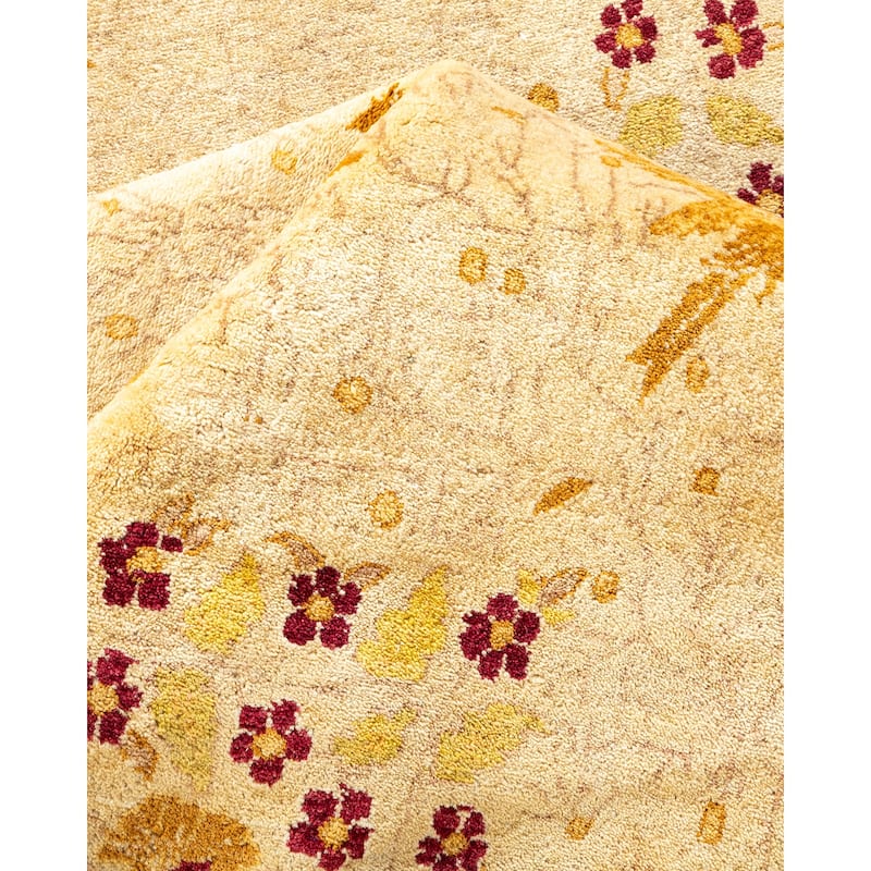 Overton Hand Knotted Wool Vintage Inspired Traditional Mogul Yellow Area Rug - 8' 1" x 10' 1"
