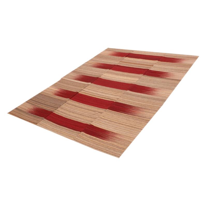 ECARPETGALLERY Flat-Weave Ankara FW Tan Wool Kilim - 7'7 x 10'6