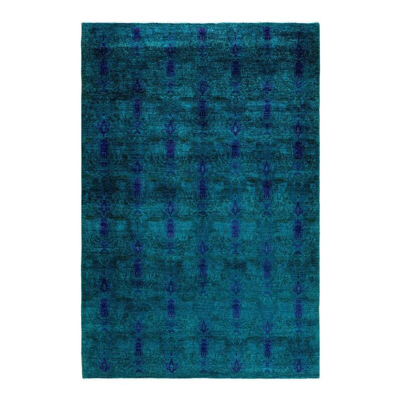 Contemporary Overdyed Wool Hand Knotted Area Rug - 6' 2" x 9' 1"