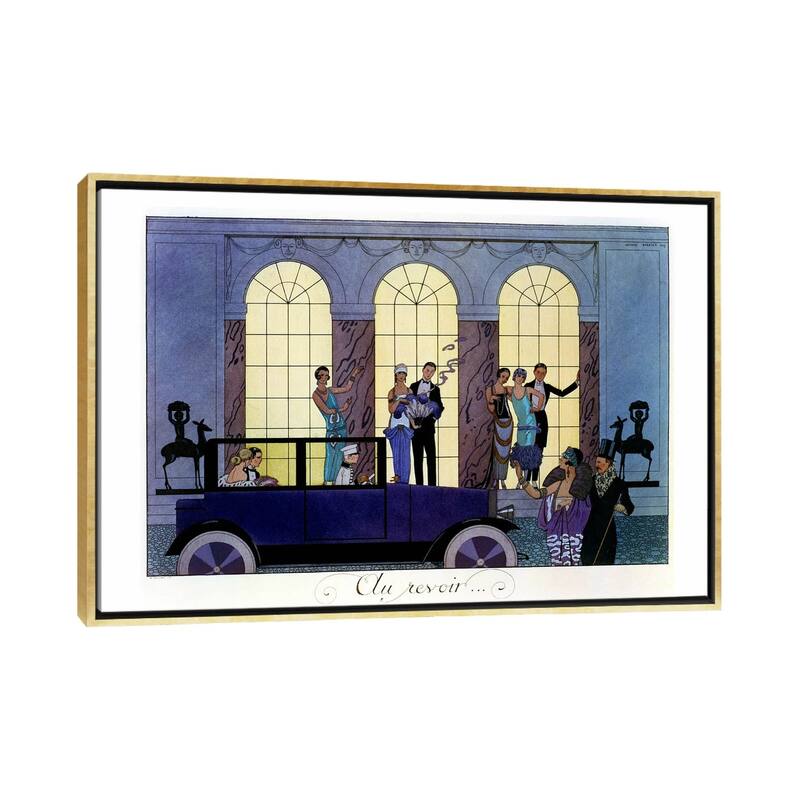 iCanvas "Farewell, engraved by Henri Reidel, 1920 (litho)" by George Barbier Framed Canvas Print - Gold - 26x40