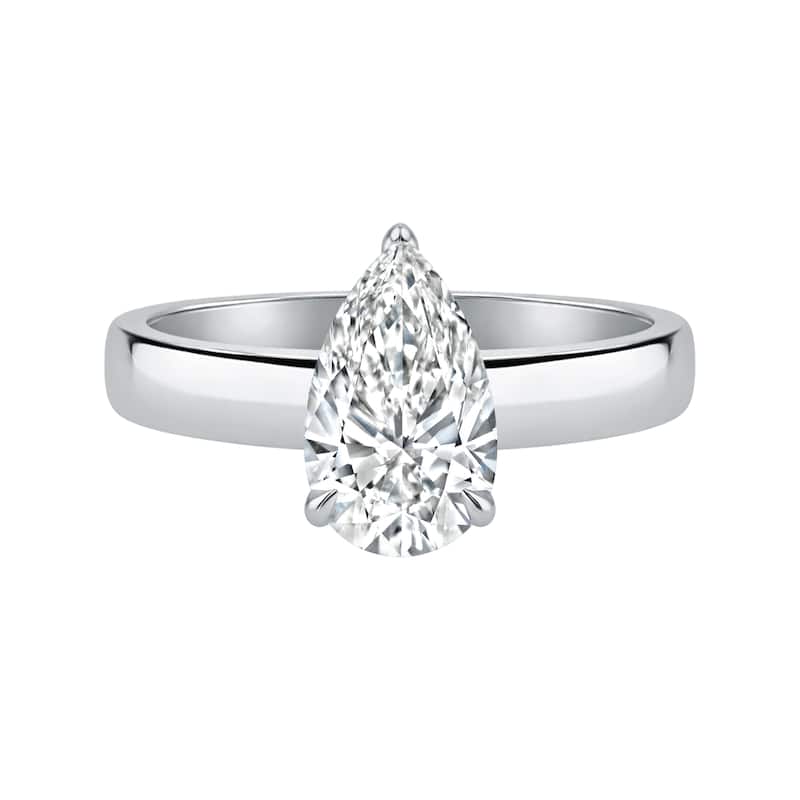 Auriya 14K Gold Pear Lab Grown Diamond Cigar Band Engagement Ring 1.00 - 5.00ct. tw. (F-G, VS) - 1.50 carats - 7.5 - White