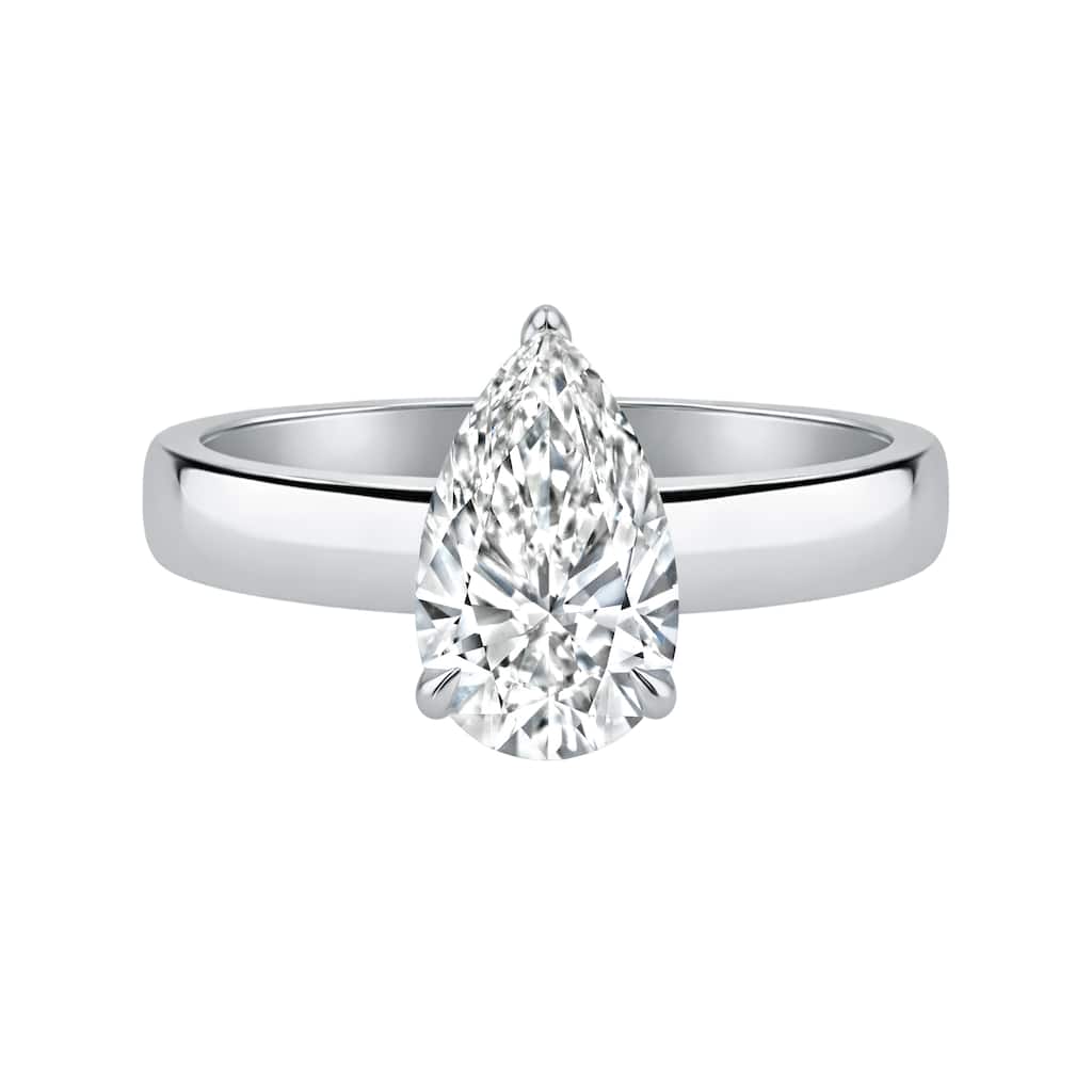 Auriya 14K Gold Pear Lab Grown Diamond Cigar Band Engagement Ring 1.00 - 5.00ct. tw. (F-G, VS)