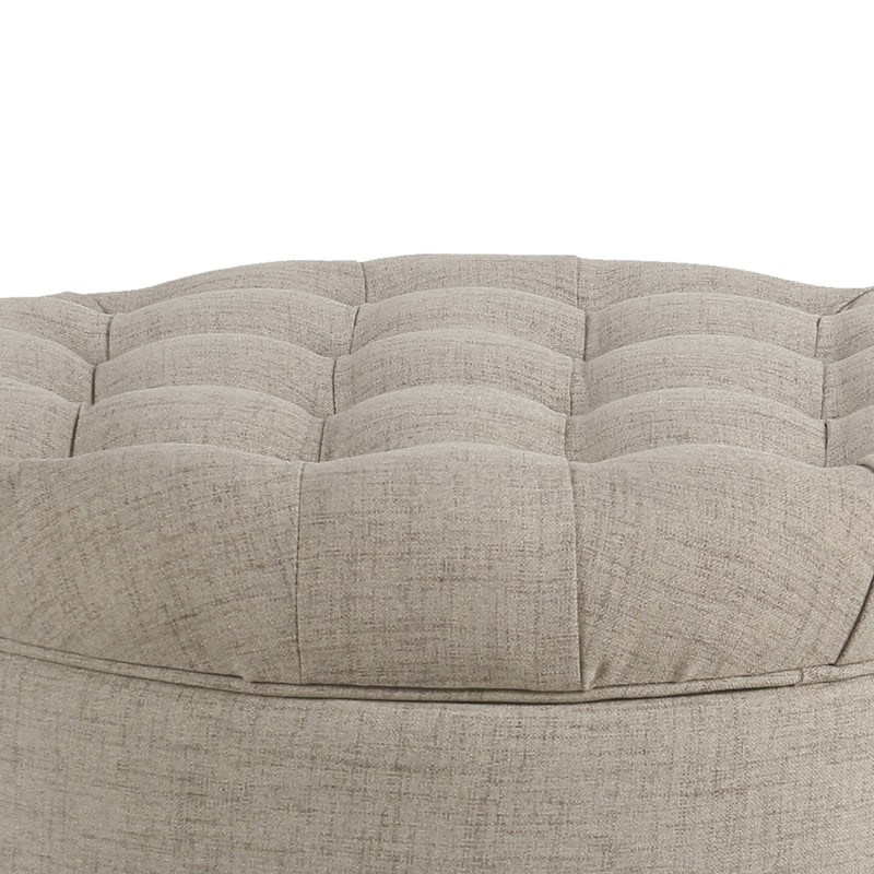 Fabric Upholstered Wooden Ottoman with Tufted Lift Off Lid Storage, Beige