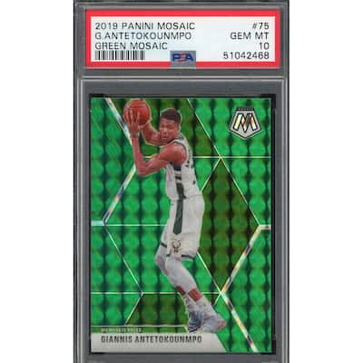 Giannis Antetokounmpo 2019 Panini Mosaic Green Mosaic Card #75 PSA 10 - 8'6" x 11'6"