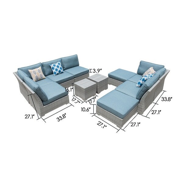 Corvus 10-piece Grey Sectional Conversation Sofa Set