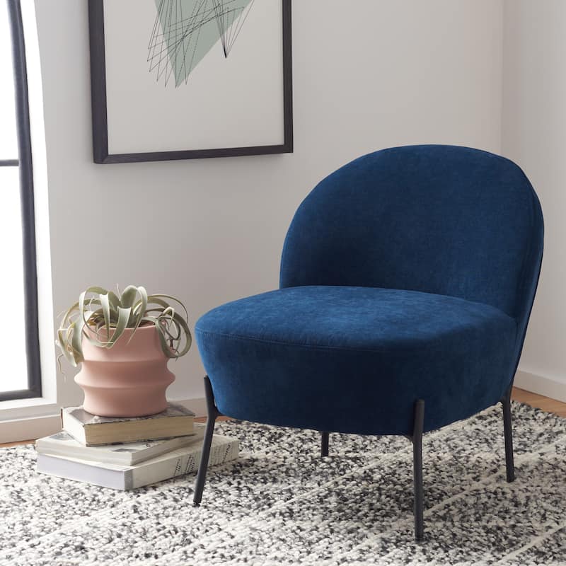 SAFAVIEH Geena Petite Velvet Slipper Chair - 21 In. W x 26 In. D x 26 In. H - 21Wx26Dx26H