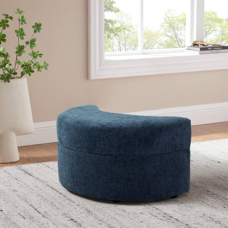 Moon Chenille Upholstered Storage Ottoman