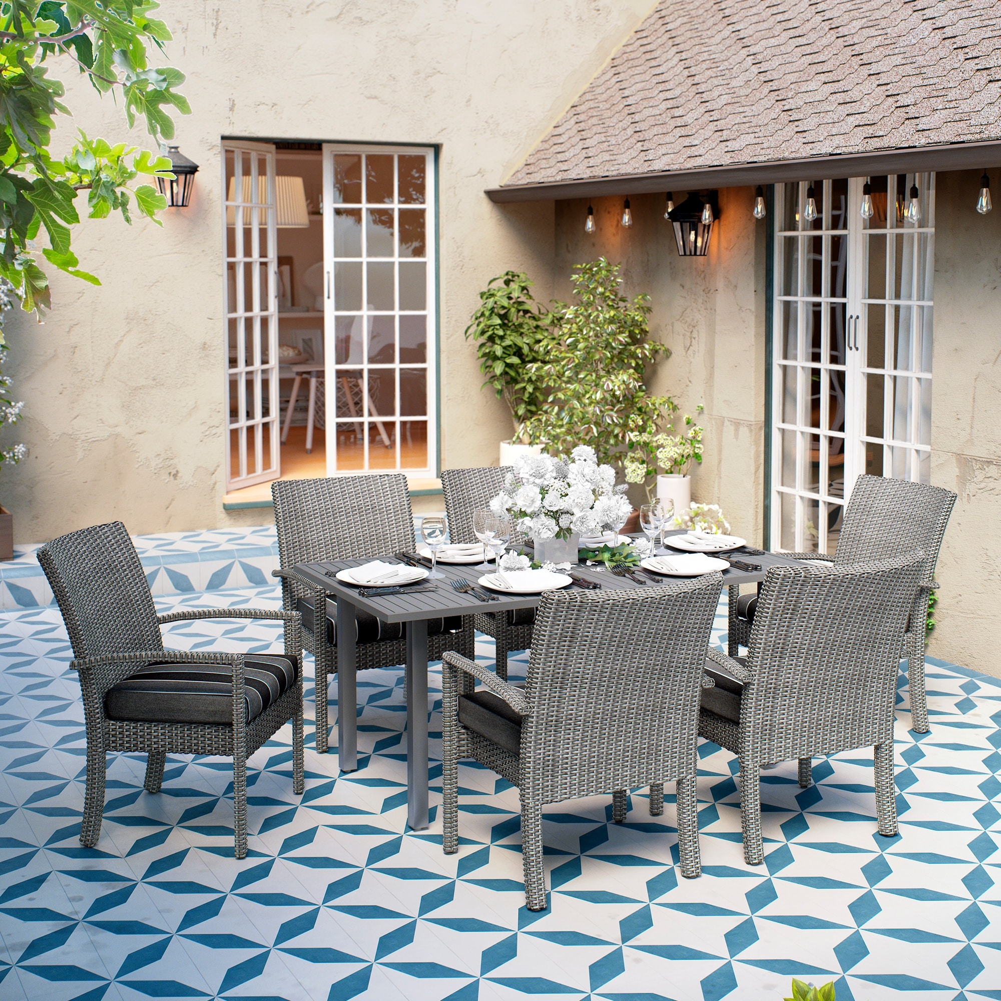 Ove Decors Monaco 7 Piece Dining Set in Dark Grey Bed Bath Beyond 35935703