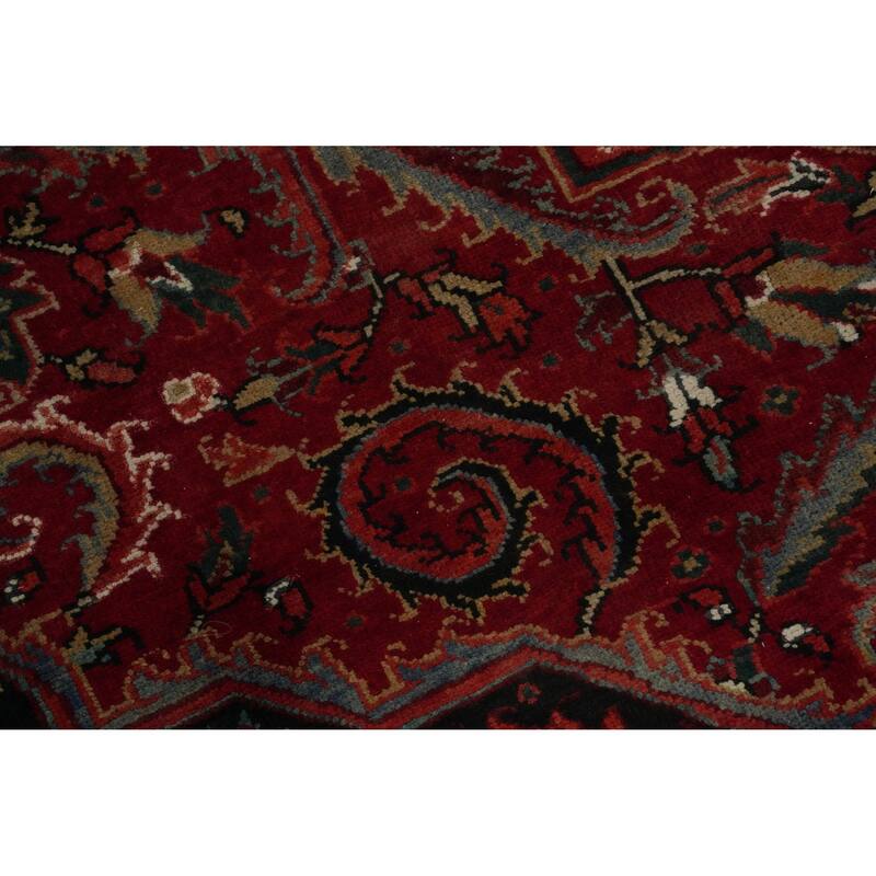 Hand Knotted Oriental 100% Wool Carpet Traditional Floral Red Heriz Area Rug - 10' 5'' X 8' 3''