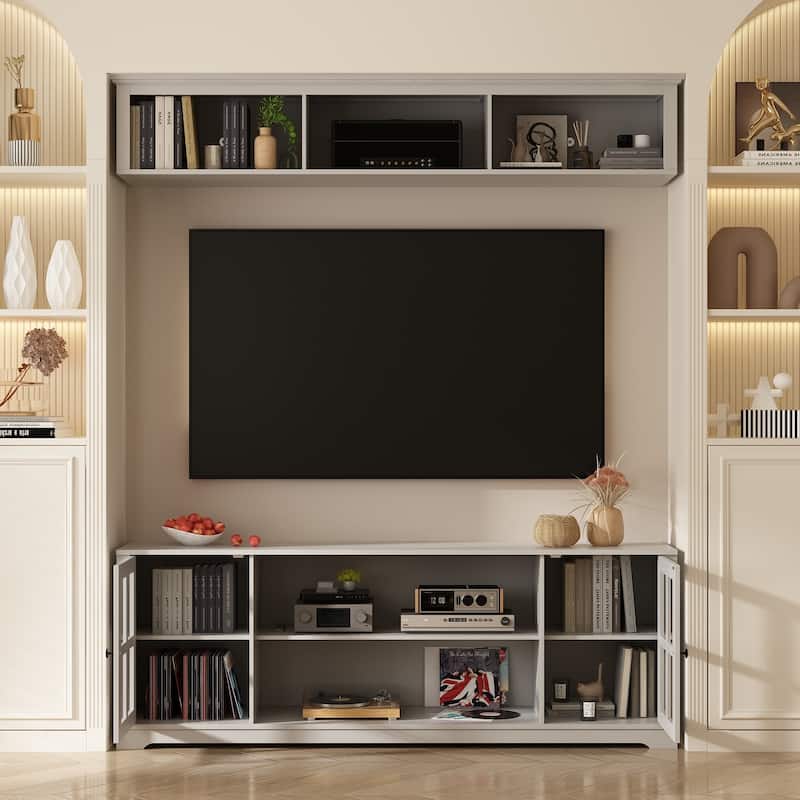 Home Modern Entertainment Center Large Tv Stand Console Table Modular - 68"W/no side cabinet - Grey