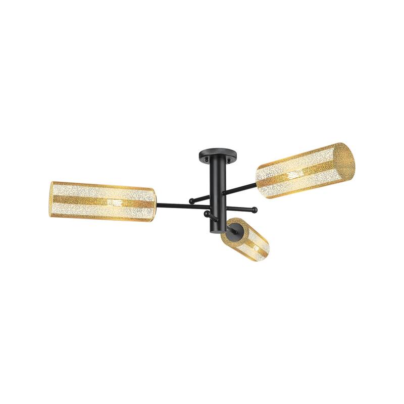 Innovations Lighting 434-3F-11-40 Crown Point Semi-Flush Crown Point 3 - Matte Black / Mercury