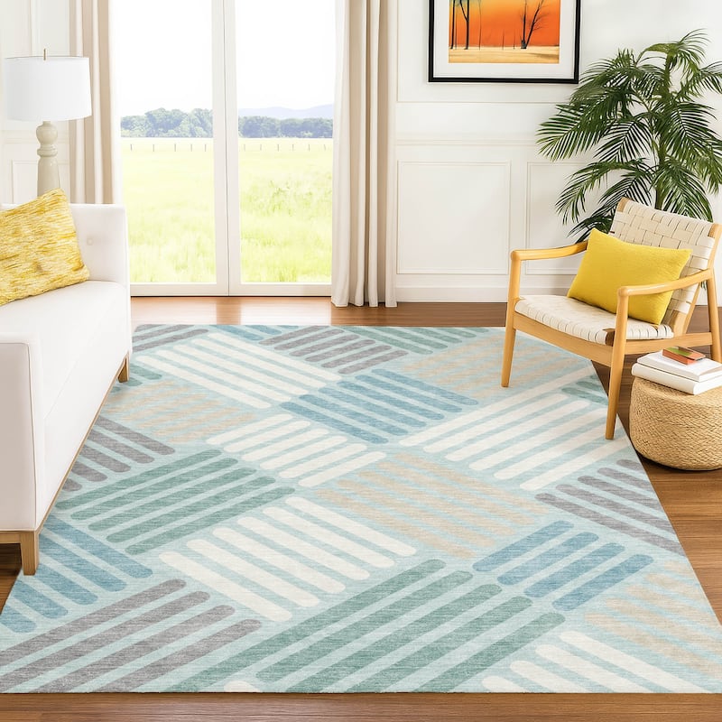 Machine Washable Indoor/ Outdoor Modern Weave Chantille Rug