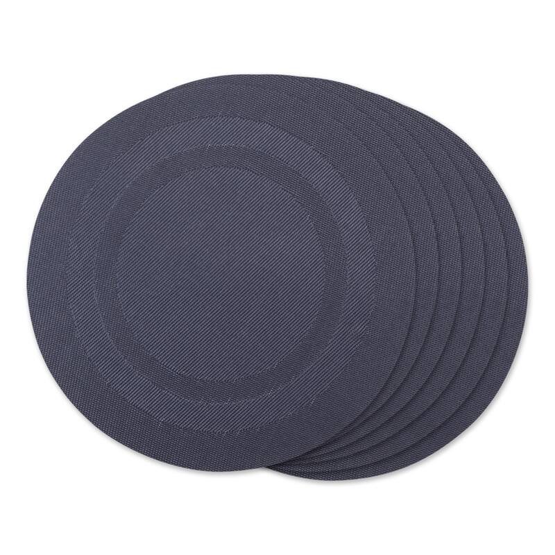 Design Imports Silver Doubleframe Kitchen Placemat Set (Set of 6) - Round - Stonewash Blue