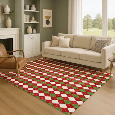 Premium Washable Super Soft Argyle Mayfield Rug