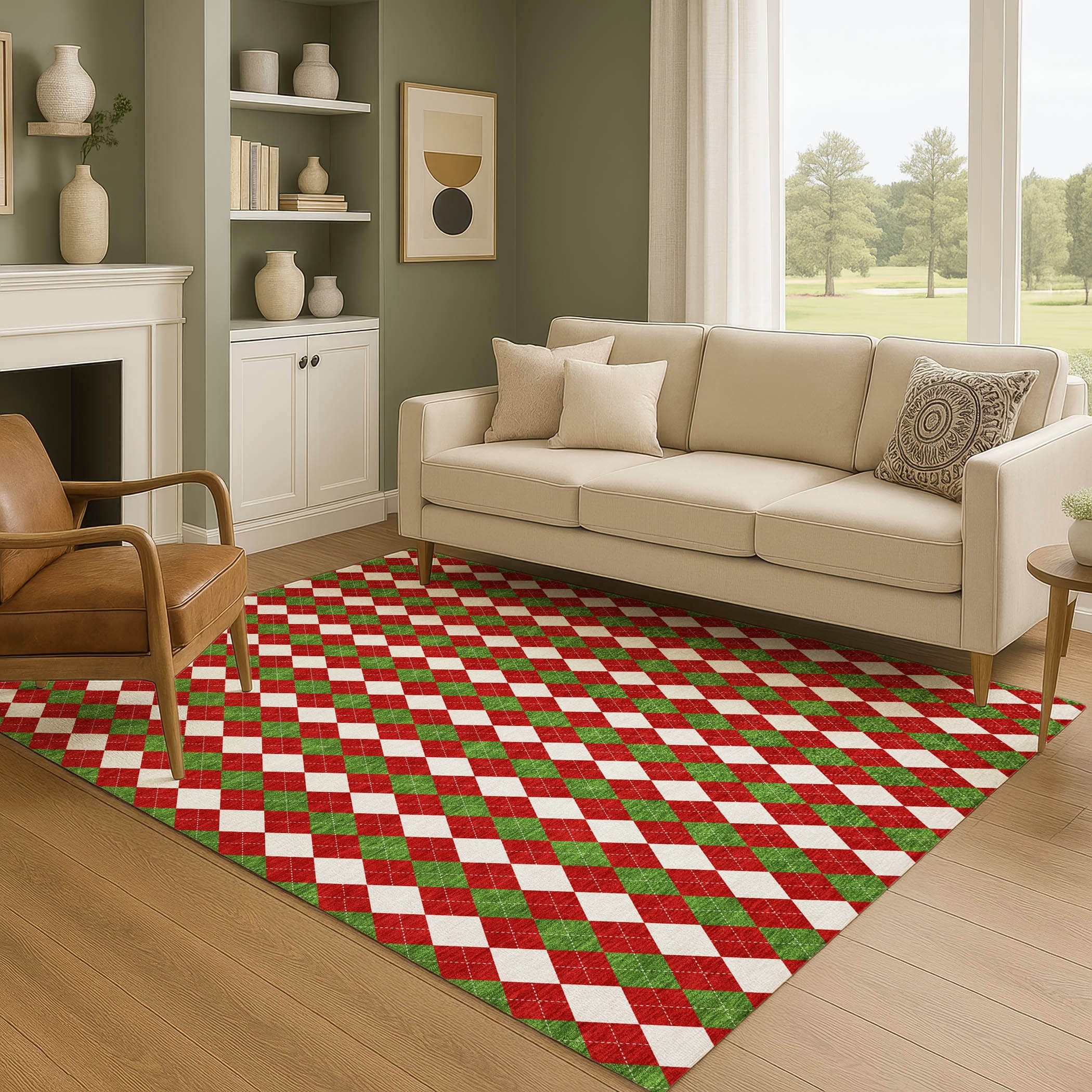 Premium Washable Super Soft Argyle Mayfield Rug