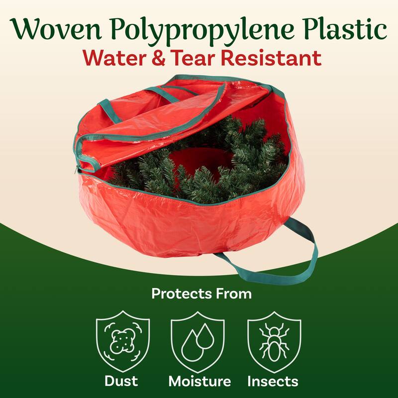 Christmas Wreath Storage Bag - 24-Inch Zippered Tote with Handles by Elf Stor - 24"