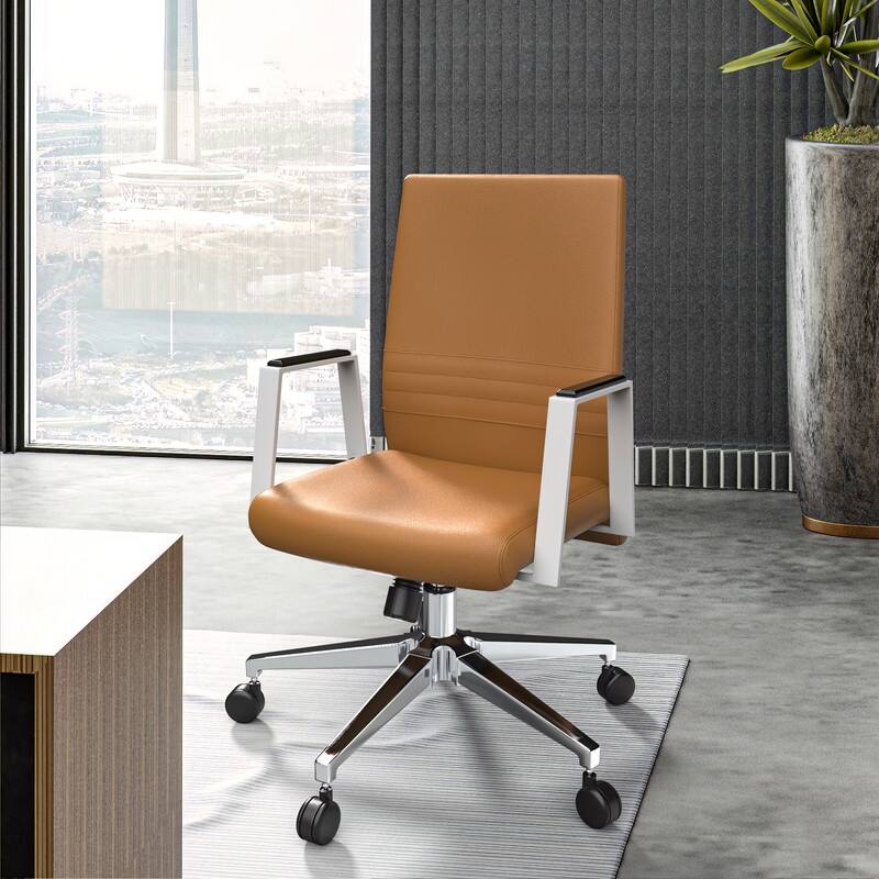 Aleen Ergonomic Leather Office Chair with Iron Frame,Tilt, Swivel, Adjustable Height for Home or Executive Computer Desk