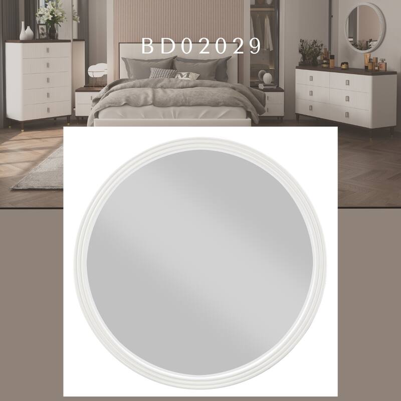 Carena Gray Round Wall Mirror - Decorative Accent - Grey