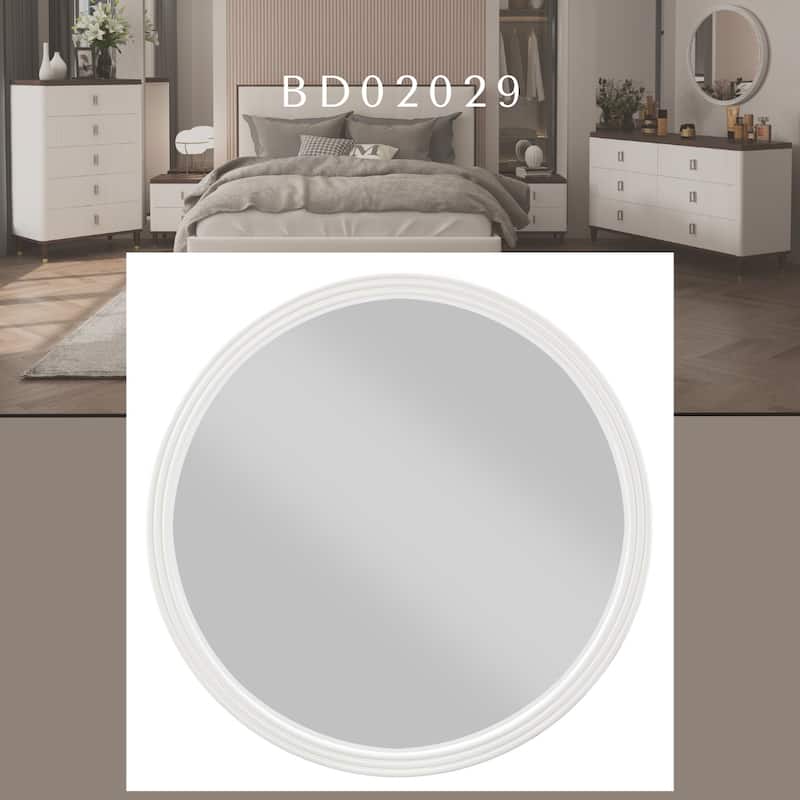 Wood 32" D Carena Gray Round Mirror