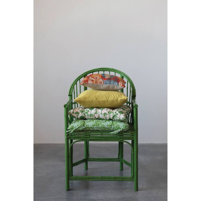 Cotton Pillow with Quilted Fern Frond Pattern