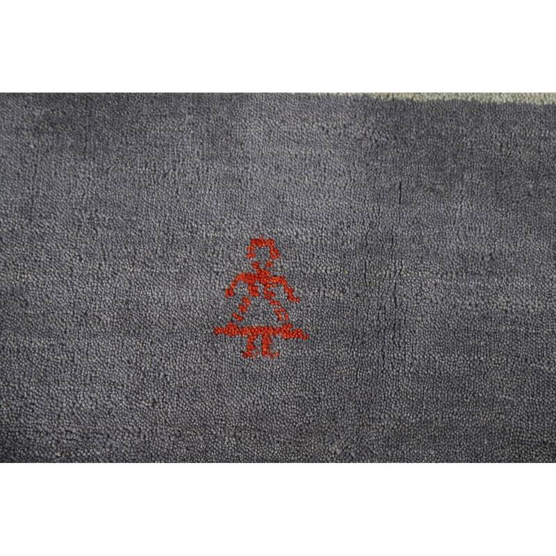 Tribal Gray Gabbeh Oriental Area Rug Hand-Knotted Wool Carpet - 8'1"x 9'11"