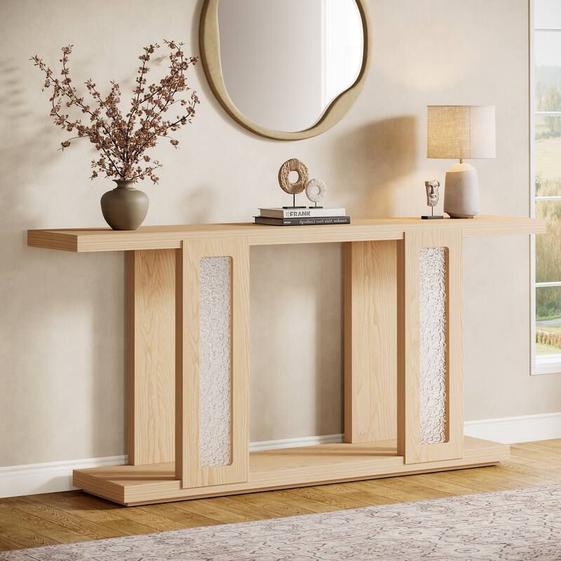 71 Inches Farmhouse Sofa Table with Acrylic Legs for Hallway - 13.8" W x 70.9" L x 35.4" H - Bown