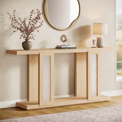71 Inches Farmhouse Sofa Table with Acrylic Legs for Hallway - 13.8" W x 70.9" L x 35.4" H