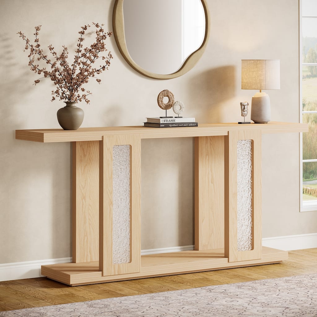 71-inch Sofa Table with Acrylic Legs for Hallway - 13.8" W x 70.9" L x 35.4" H