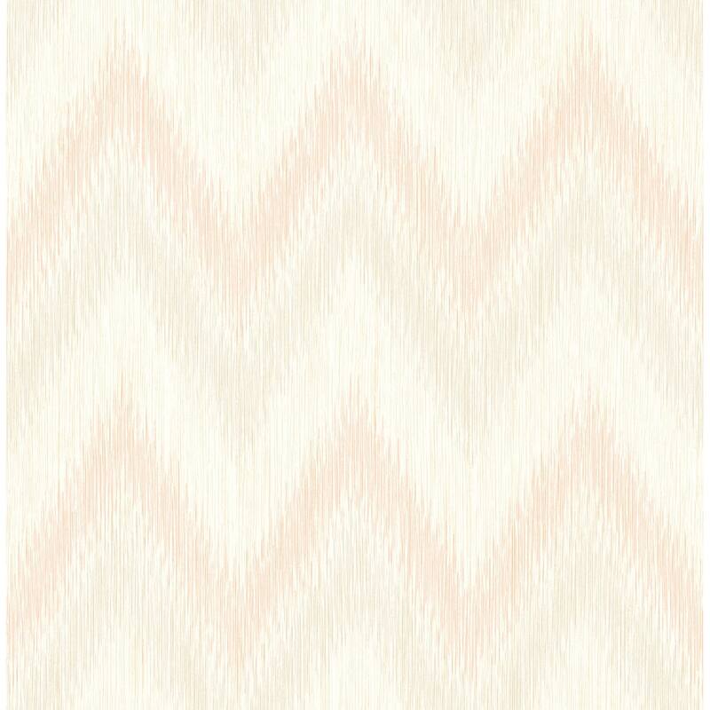 Seabrook Designs Lillian August Regent Flamestitch Stringcloth Unpasted Wallpaper - 20.5 in. W x 33 ft. L - Soft Melon and Arrowroot