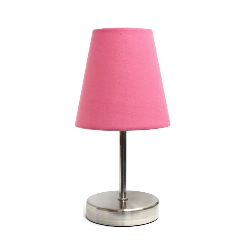 10.5" Petite Metal Stick Lamp in Sw Nickel w Fabric Shade - Sand Nickel/Pink