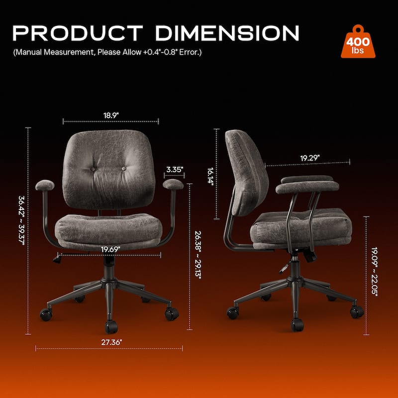 OVIOS Ergonomic Suede Fabric Office Swivel Chair