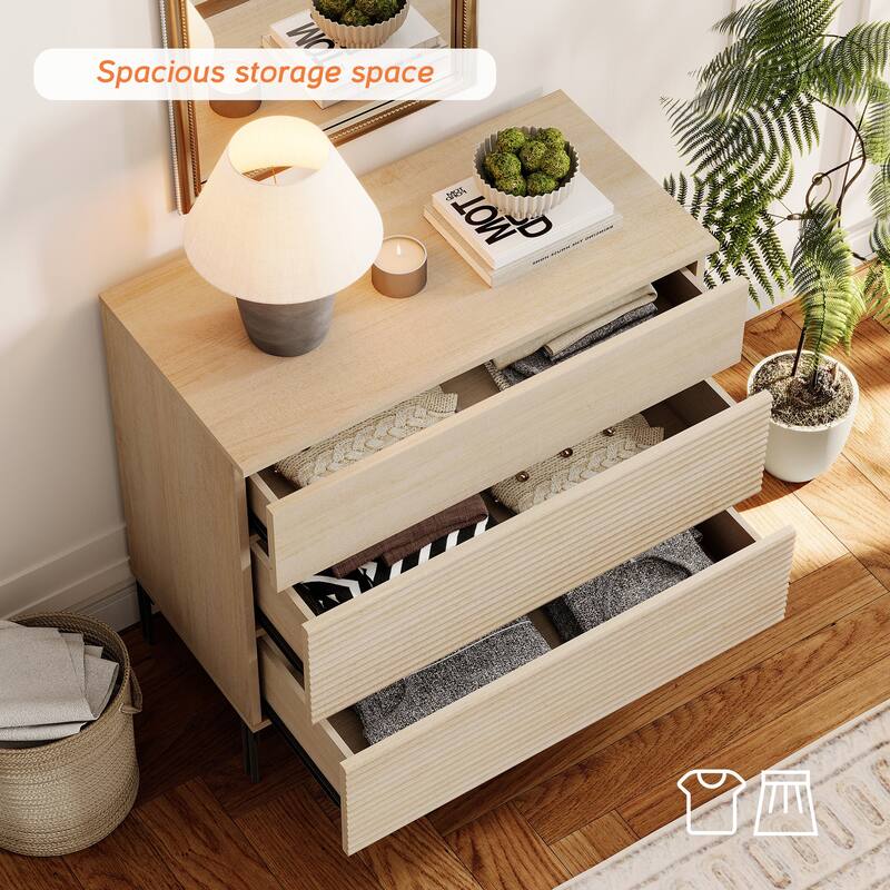 94.5" Wooden Reeded Sideboard With Built-In Charging Station, 4-In-1 Modern Credenza