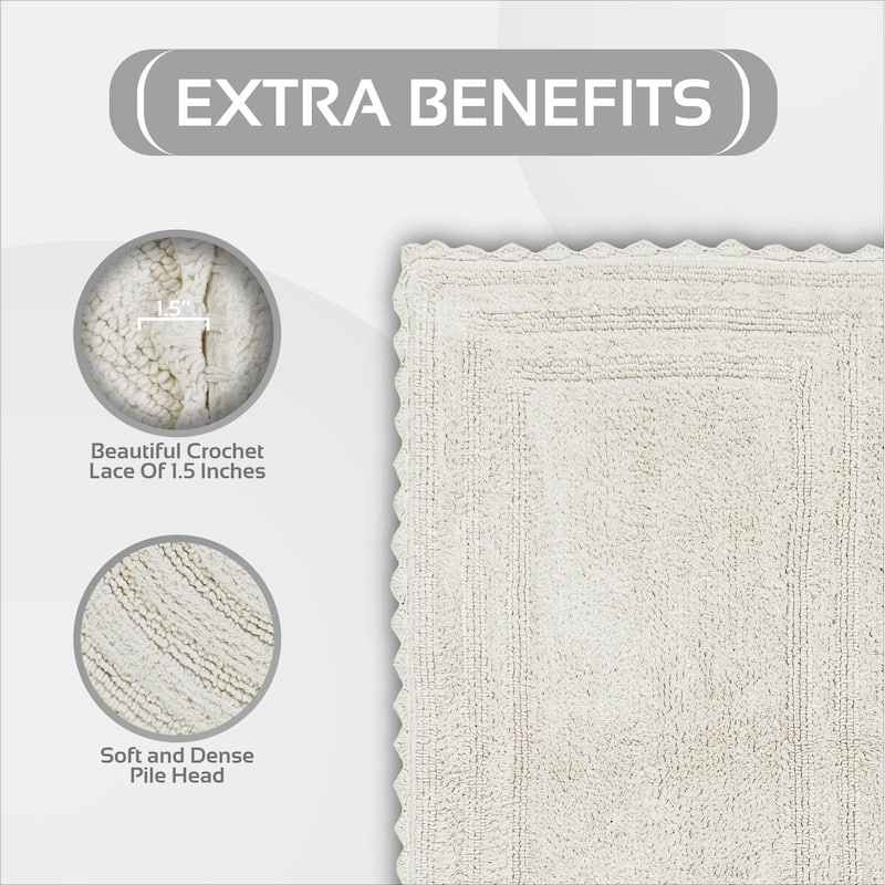 Better Trends Bath Rugs Set 100% Cotton Soft & Water Absorbent Tufted Bathroom Rug for Shower, Sink Bath Mats Lilly Crochet