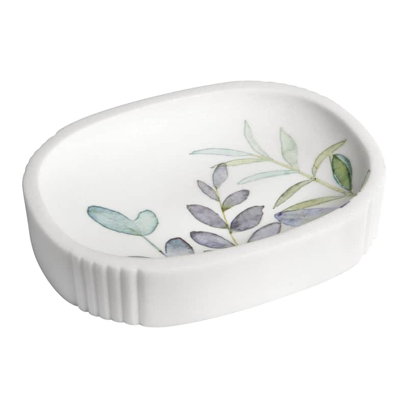Botanical Soap Dish - blue/green on white - Soap Dish